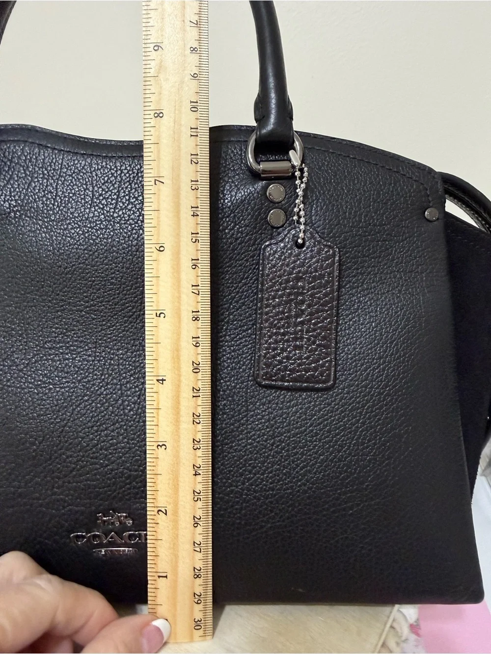Coach Black Pebbled Leather Satchel with Suede Sides And Crossbody Strap